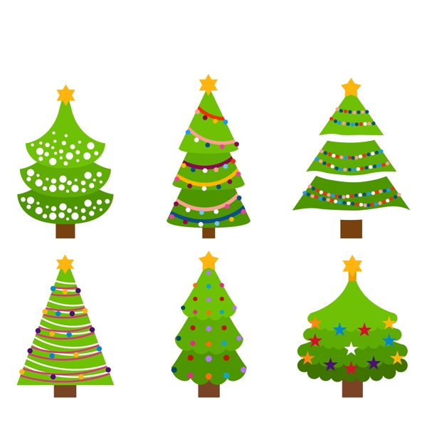 绿色卡通圣诞树免抠psd透明素材