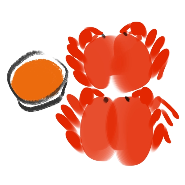 卡通水彩中国美食大闸蟹