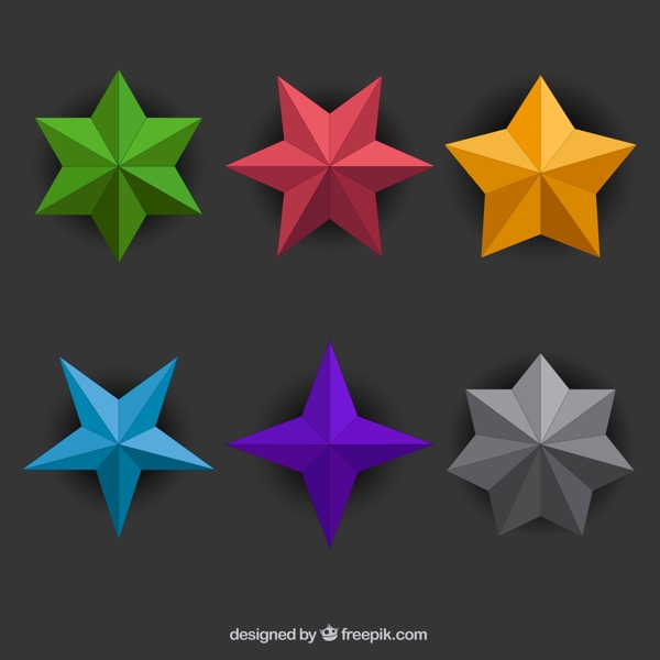 6款彩色星星设计矢量图