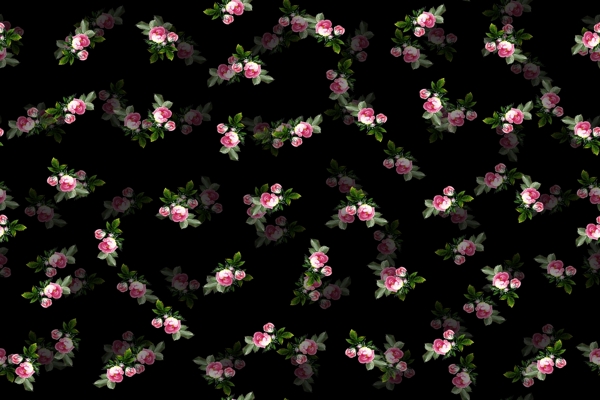 手绘油画蔷薇花数码印花面料花型四方连续