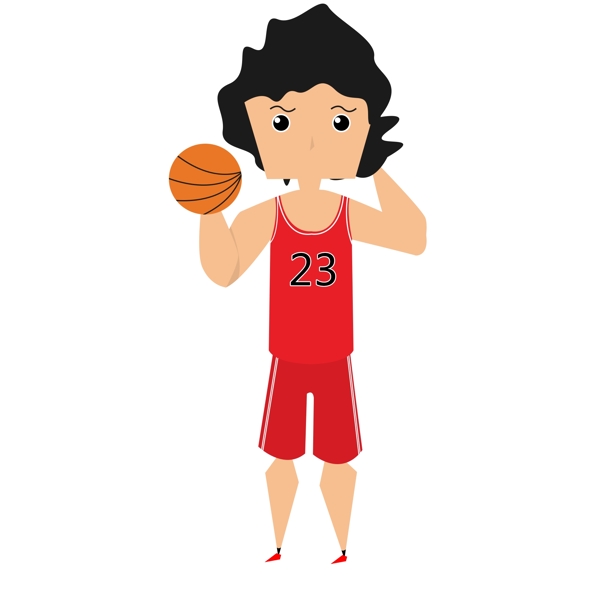 人物运动之红色运动服篮球23号可爱卡通风