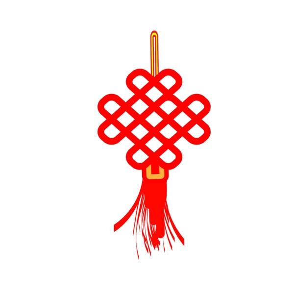 红色线条简单的中国结
