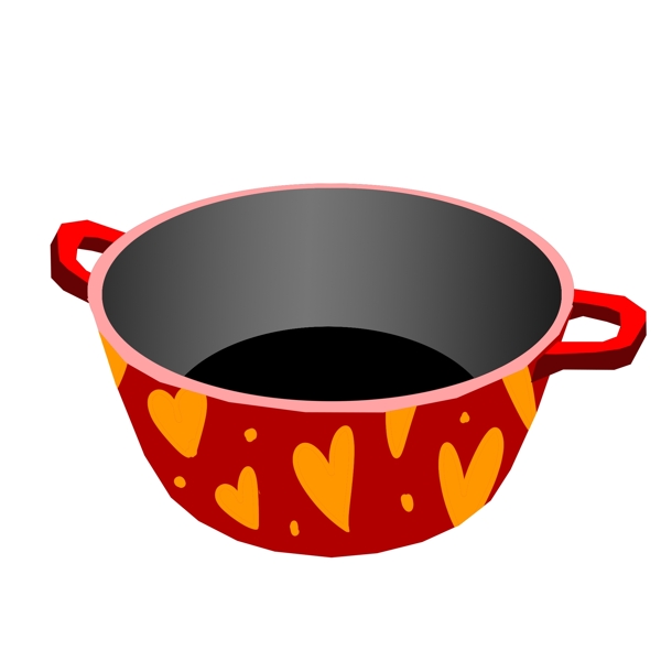 红色的汤锅装饰插画