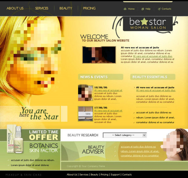 美容化妆品网站psd模板
