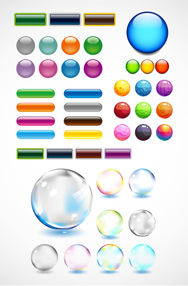 一组各种各样各种形状的彩色气泡元素