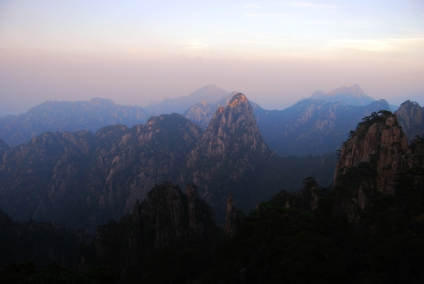 黄山晚霞图片