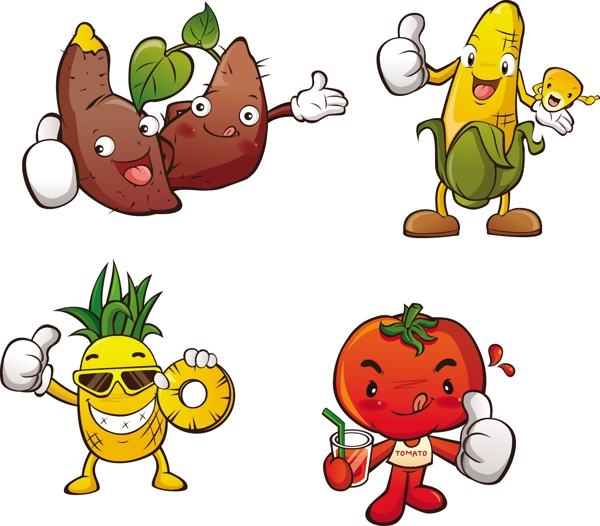 卡通玉米菠萝图片