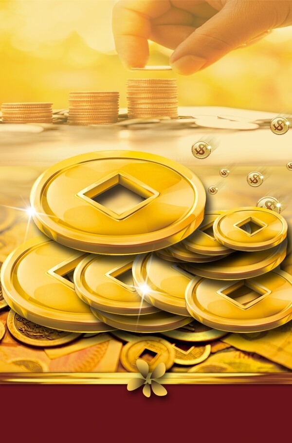 金色金币金融背景设计