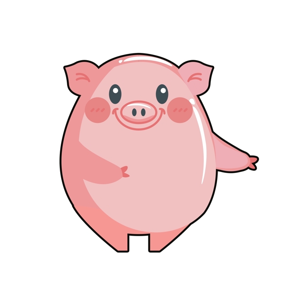 可爱猪粉色圆装饰素材设计