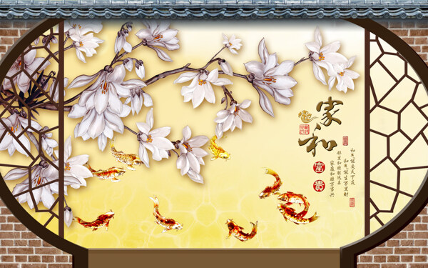 花卉树枝背景墙