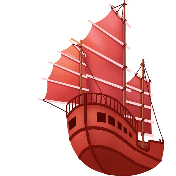 帆船船只红色装饰