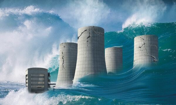 海水淹没的电站创意图片