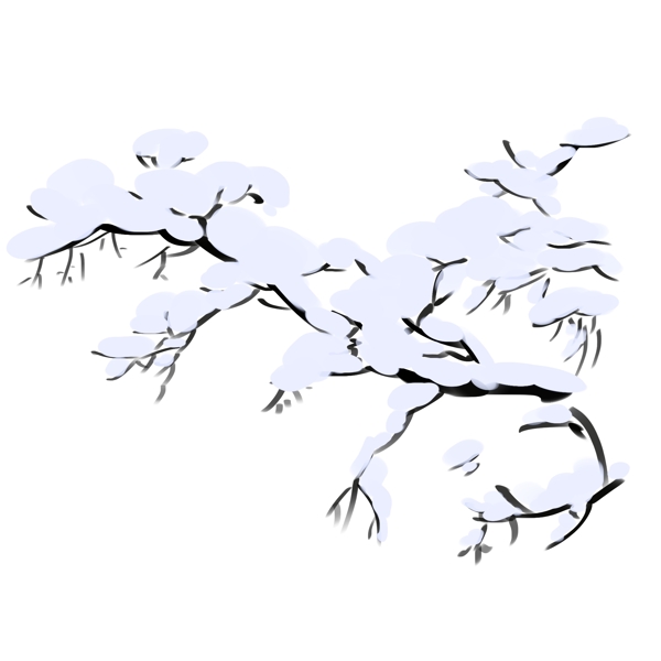 落雪的树木枝头插画