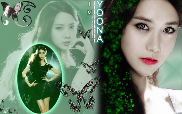 Yoona暗绿色的墙