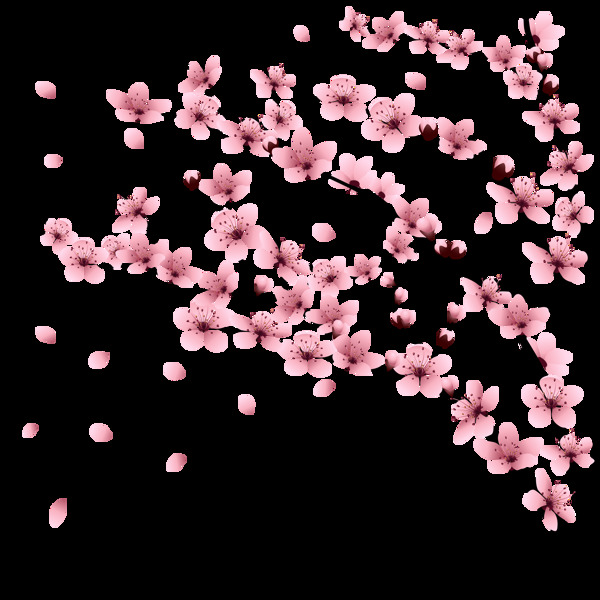 清新暗粉色花瓣樱花装饰元素