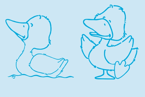 印花矢量图动物鸭子水色彩免费素材