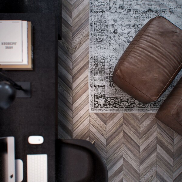 欧式时尚客厅深色木制桌子室内装修效果图