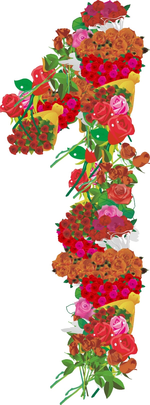 玫瑰花组成的数字1图片
