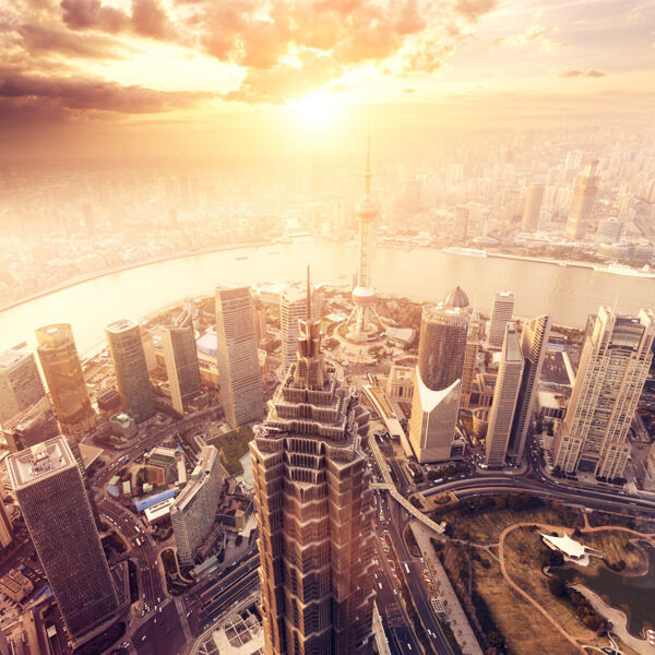 上海黄浦江建筑俯瞰图高清图片