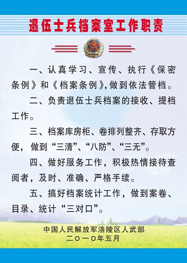 退伍士兵档案工作职责图片