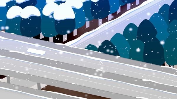 卡通冬至节气下雪公路背景