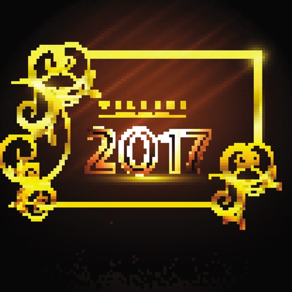 金黄花卉框架2017年背景