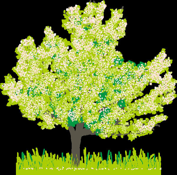 抽象绿色大树图形免抠png透明图层素材