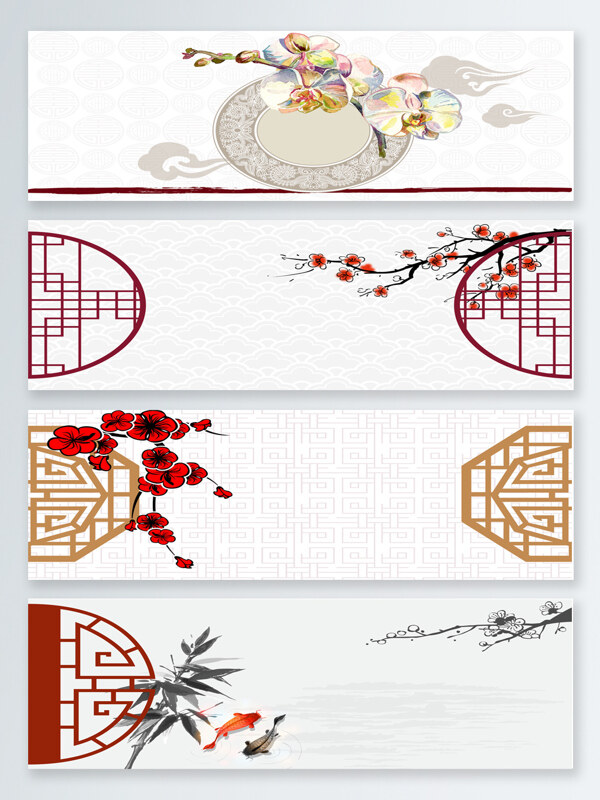 矢量古典水墨传统花纹中国风背景