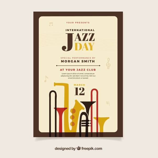 爵士乐活动海报与乐器