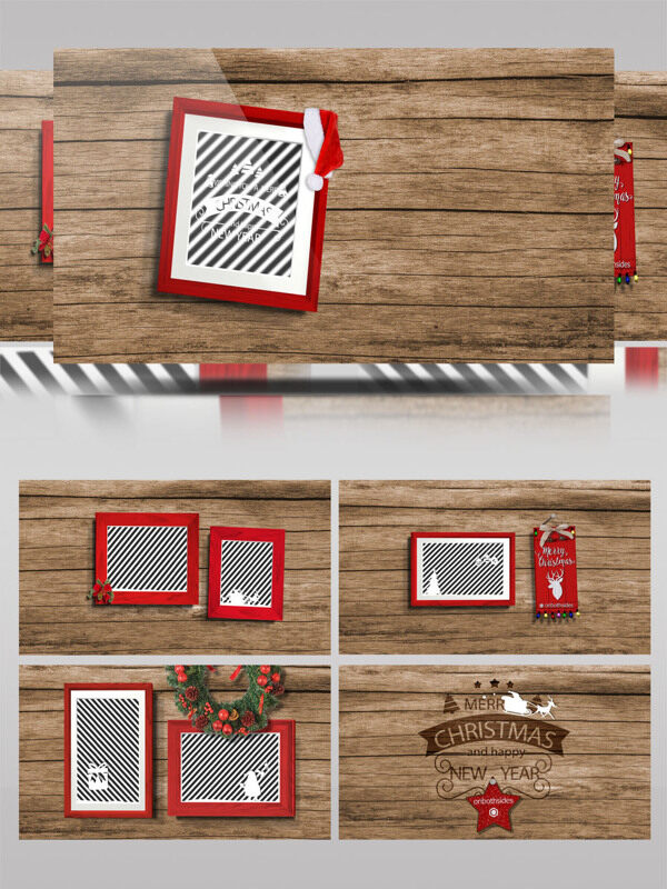 雪球击打墙壁上的圣诞相框ae模板