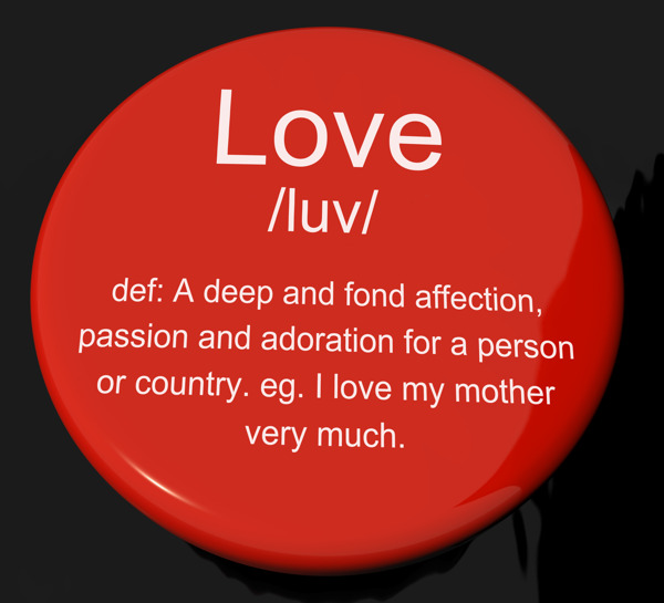 爱情的定义按钮显示爱的情人和感情