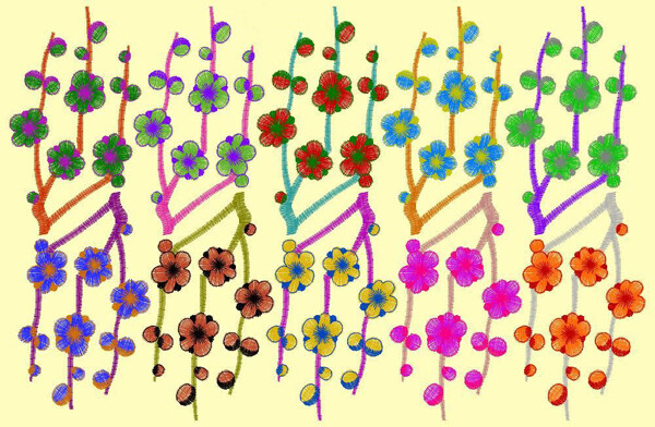 绣花优雅植物花卉梅花家纺免费素材