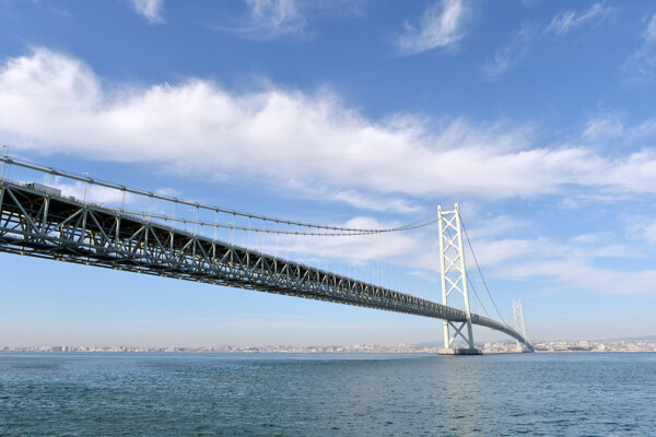 雄伟绵长的海上桥梁风景图片