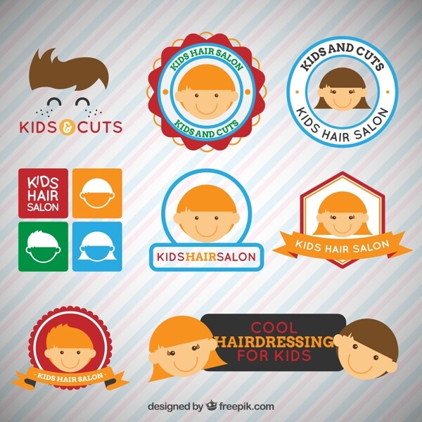 9款儿童理发店标签矢量素材