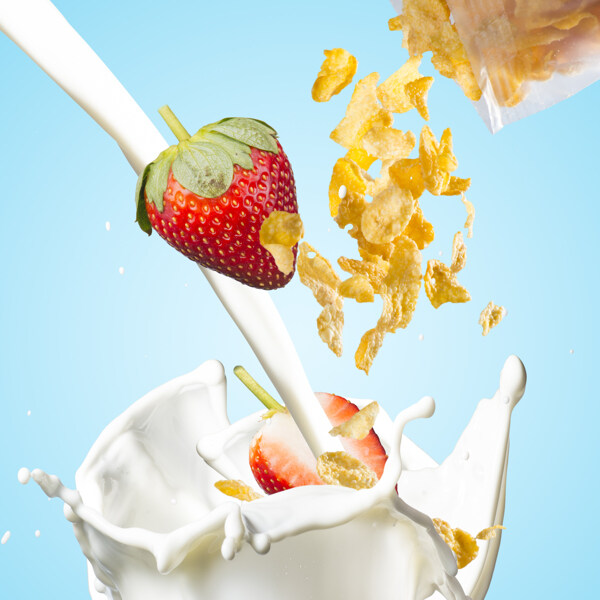 动感草莓牛奶图片