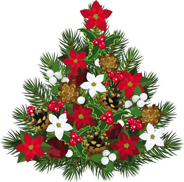 花卉装饰圣诞树图片