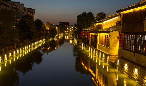 江苏无锡荡口古镇夜景