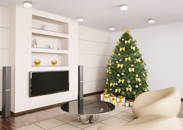 客厅和圣诞树图片