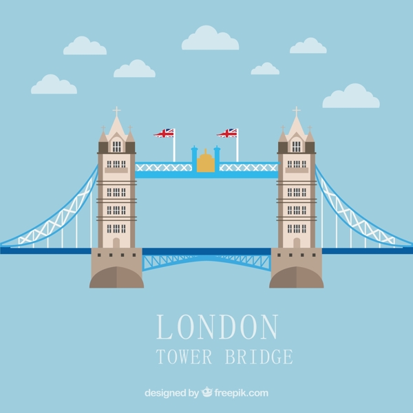 伦敦塔桥建筑矢量图
