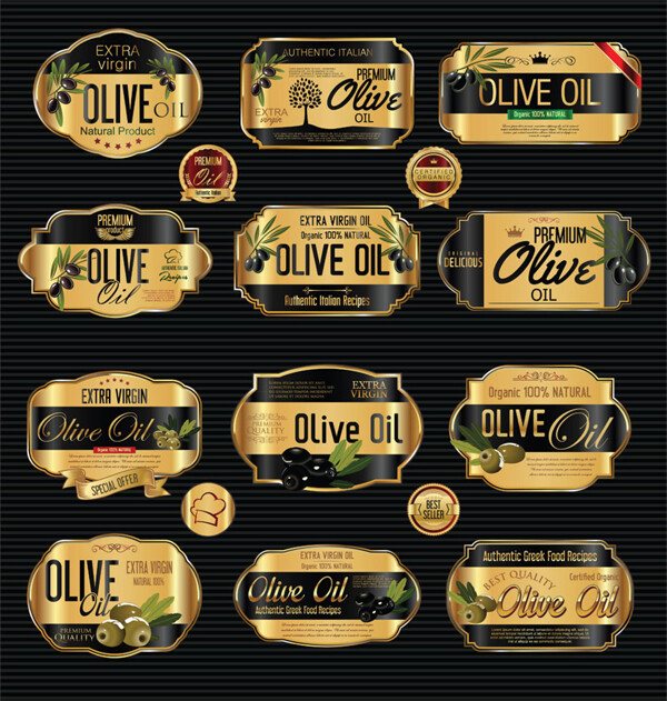 金色质量橄榄油标签图片