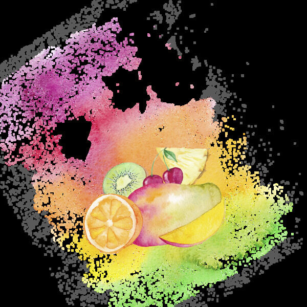 彩色手绘缤纷卡通透明水果素材