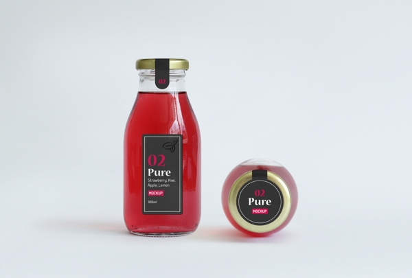 红色番石榴汁创意高端果汁瓶LOGO样机
