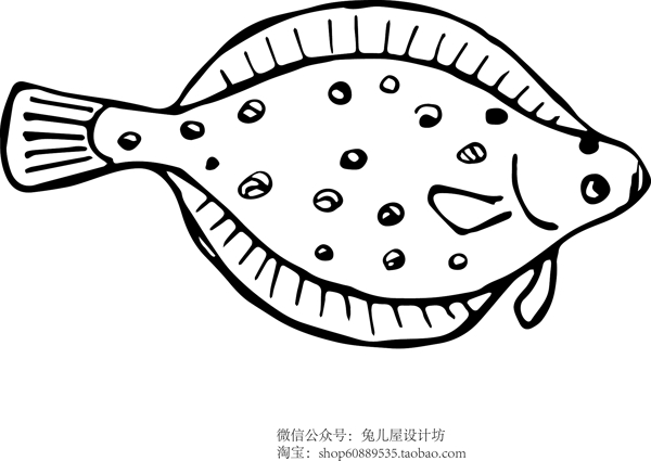 AI失量比目鱼卡通插画