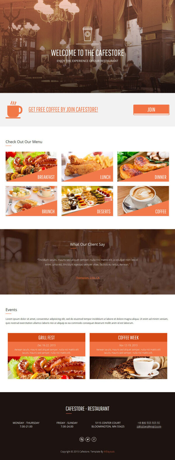咖啡餐厅响应式网页模板