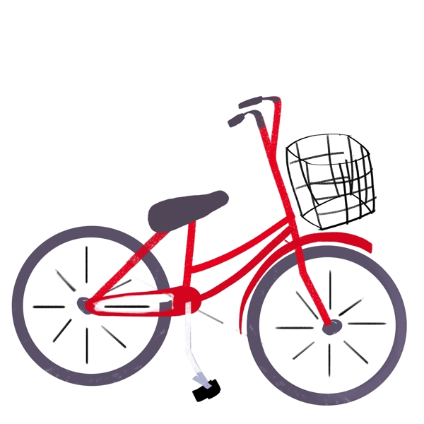红色自行车卡通png素材