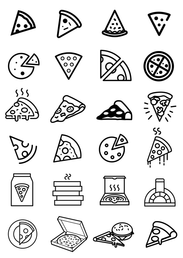 简约线性披萨图标icon小元素
