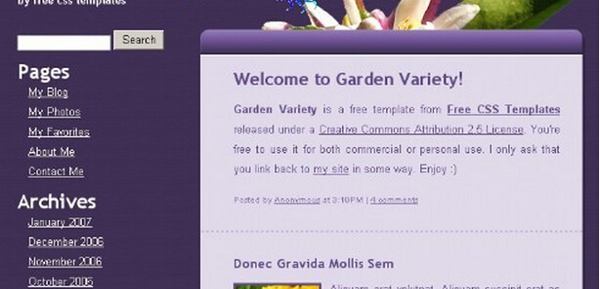 紫色花卉养植信息网页模板