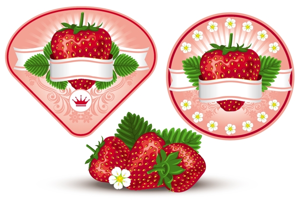 草莓标签矢量