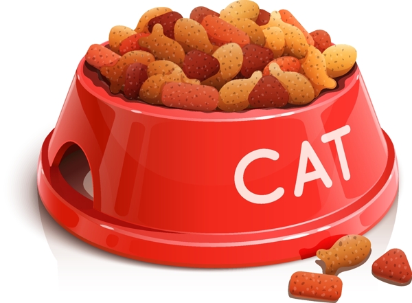 红色容器中的猫粮矢量素材