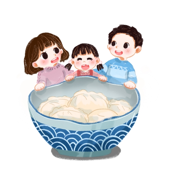 立冬时节一家三口一起吃饺子